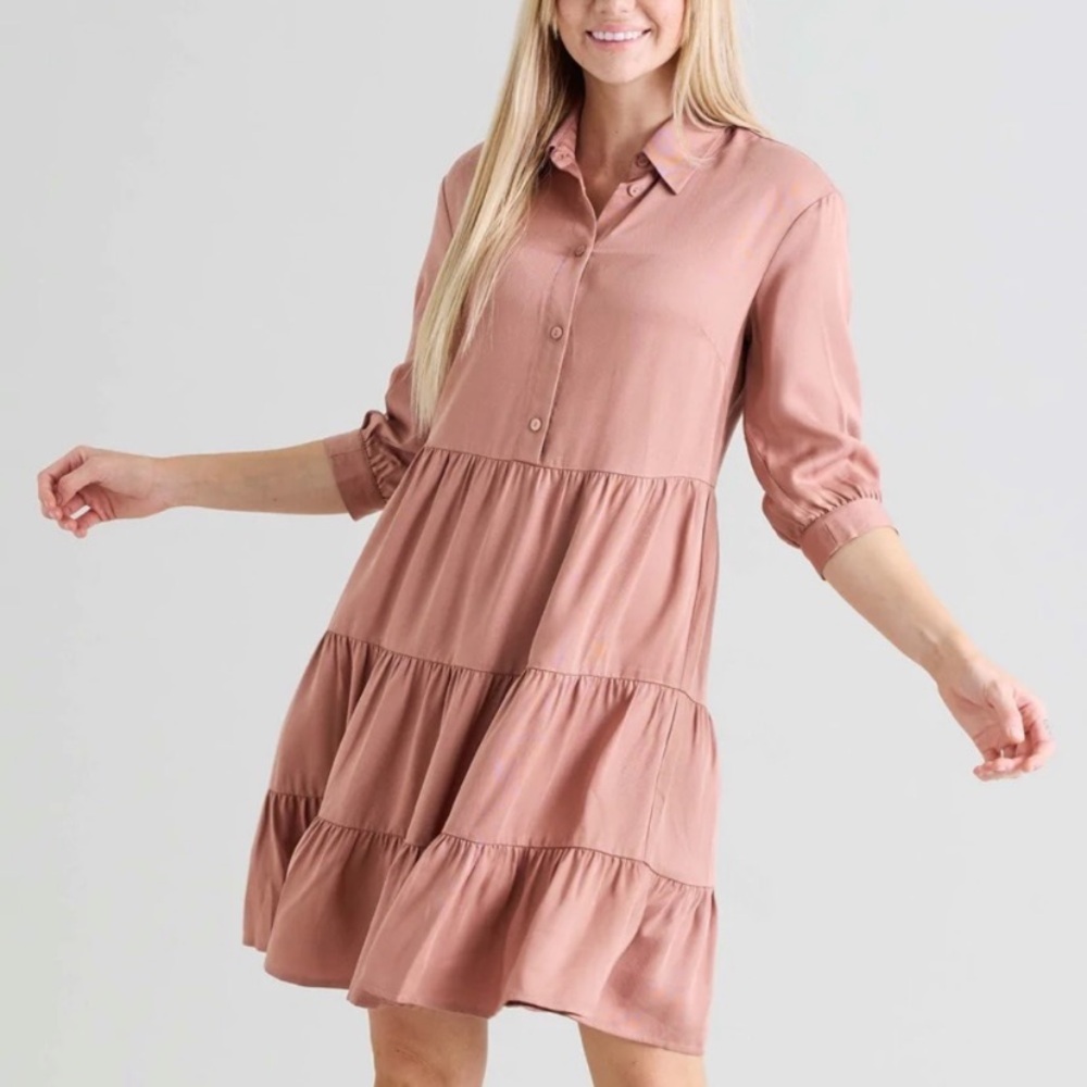 Downeast • Tiered Mini Button Down Dress